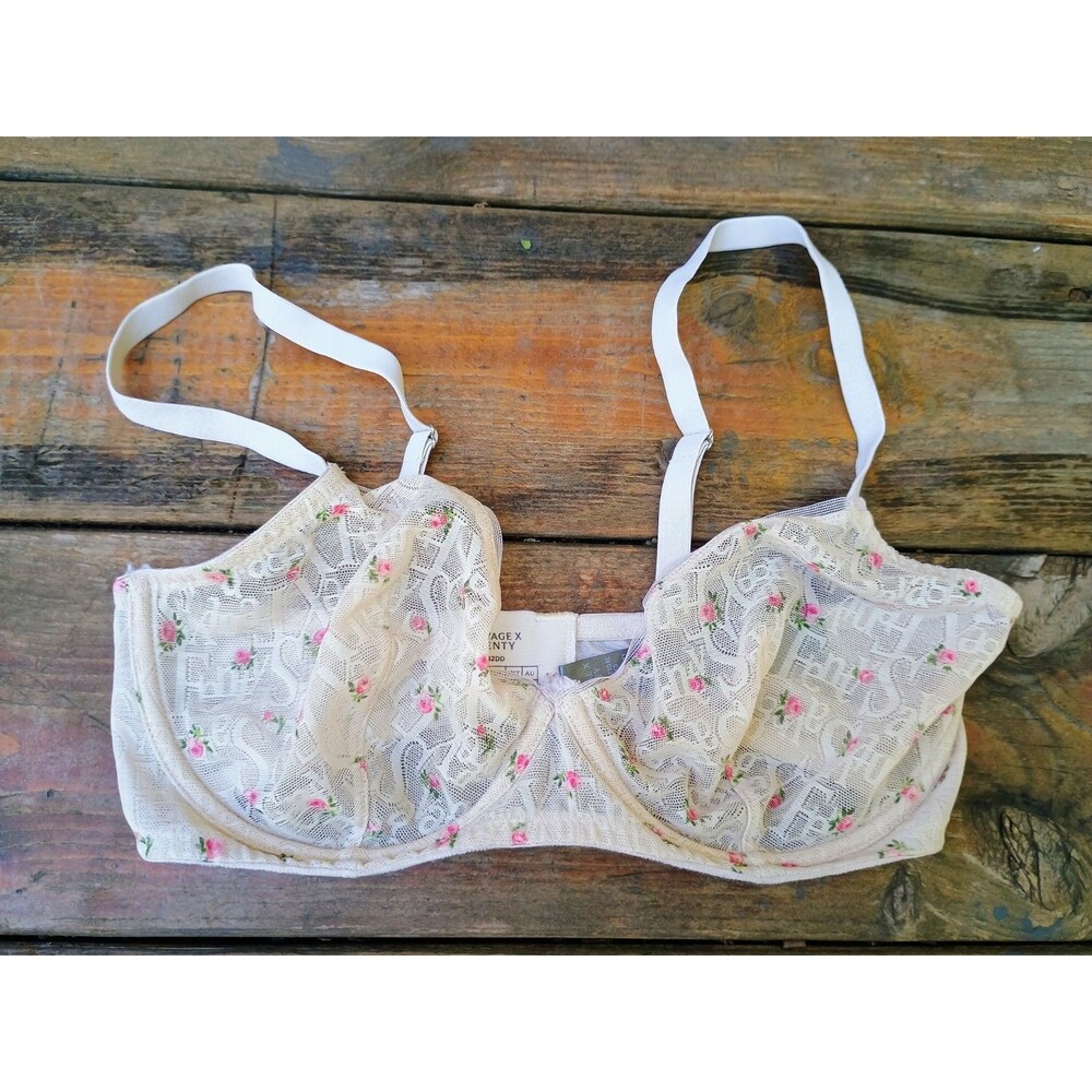 Savage X Fenty Beige Floral Unlined Underwire Bra 32DD